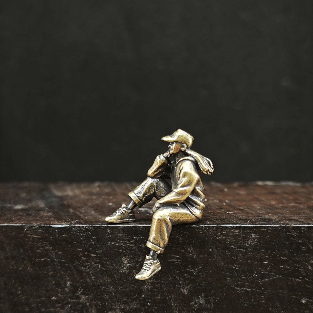 Cubicle Shelf Organizer - Brass Miniature Sitting Figure Poetic Home