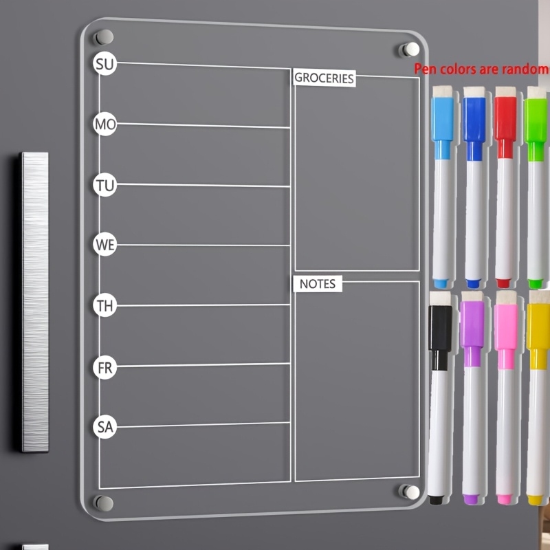 Magnetic Whiteboard Calendar - Acrylic Meal Planner Magnetic Menu Board