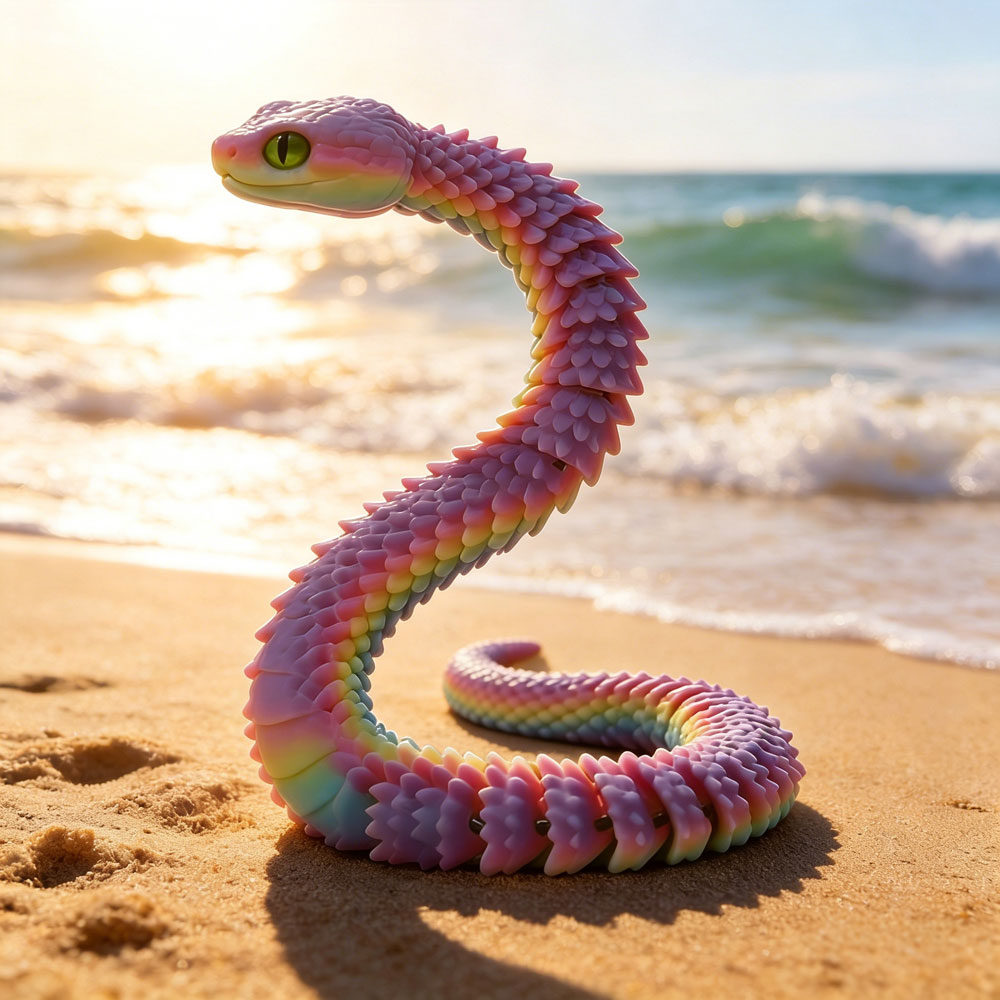 Cubicle Shelf Organizer - 3D Printed Snake Decor 30cm Office
