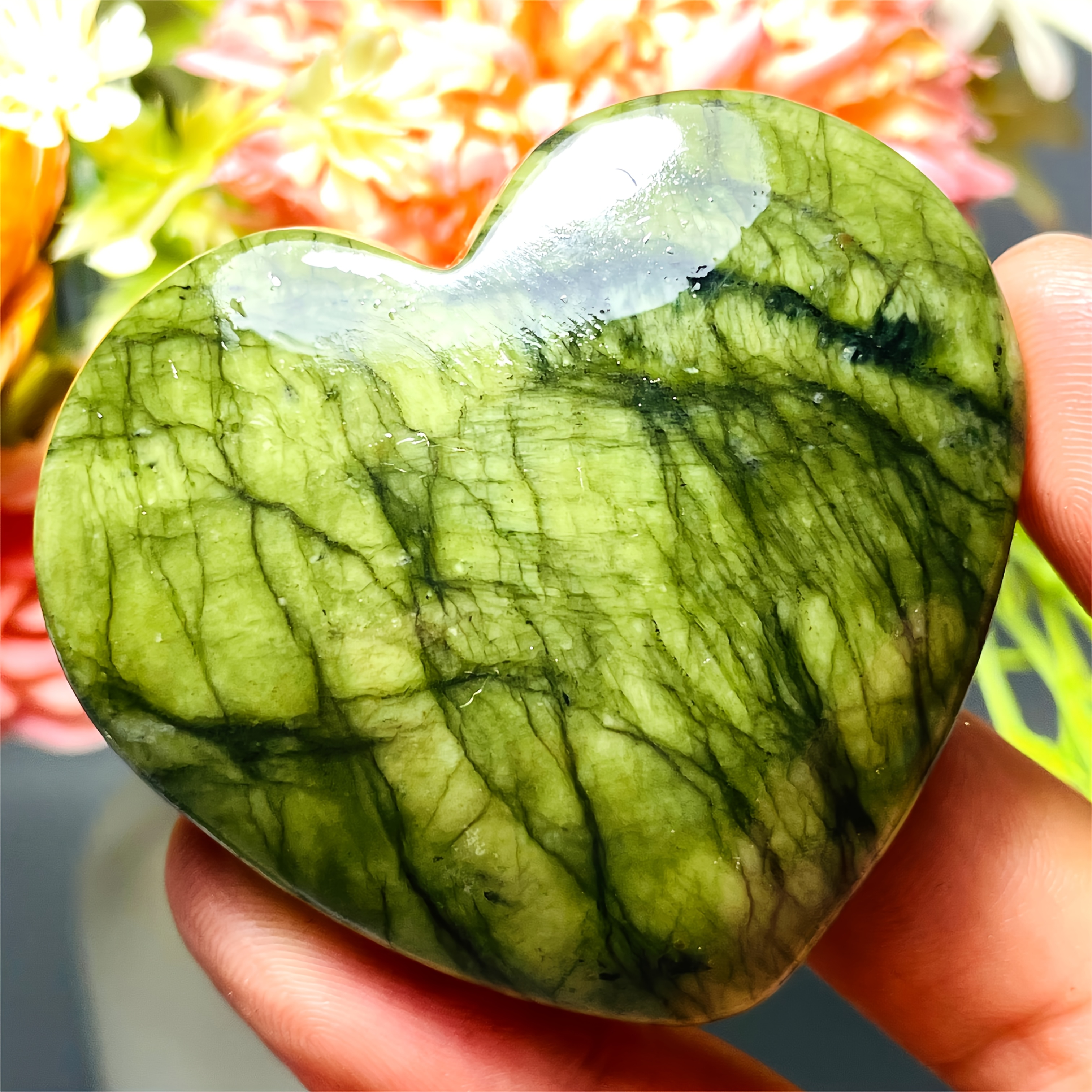 Office Furniture In China - 1pc Serpentine Natural Stone Crystal Heart,