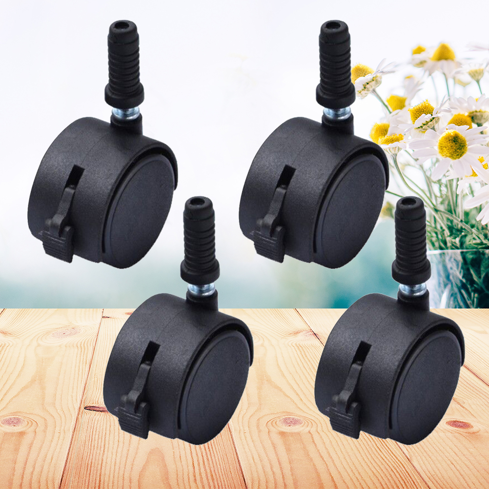 Office Furniture Hardware - 4Pcs Swivel Caster Wheels Black Swivel