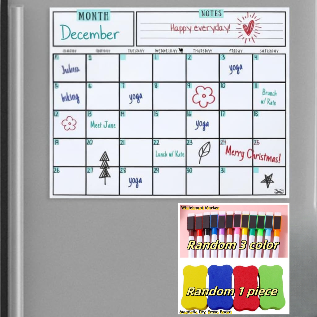 Magnetic Whiteboard Calendar - Magnetic Dry Erase Calendar, 14.7 x