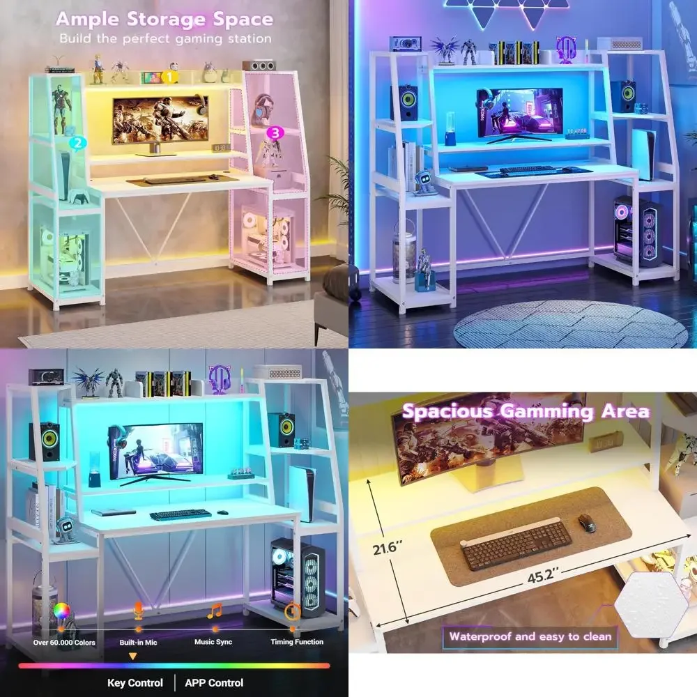Gaming Desk With Hutch - illuminated 65.7