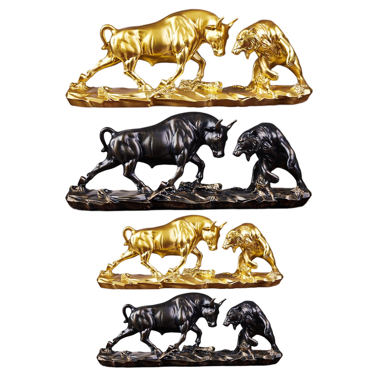 Cubicle Shelf Organizer - Bull and Bear Fight Figurine Lifelike