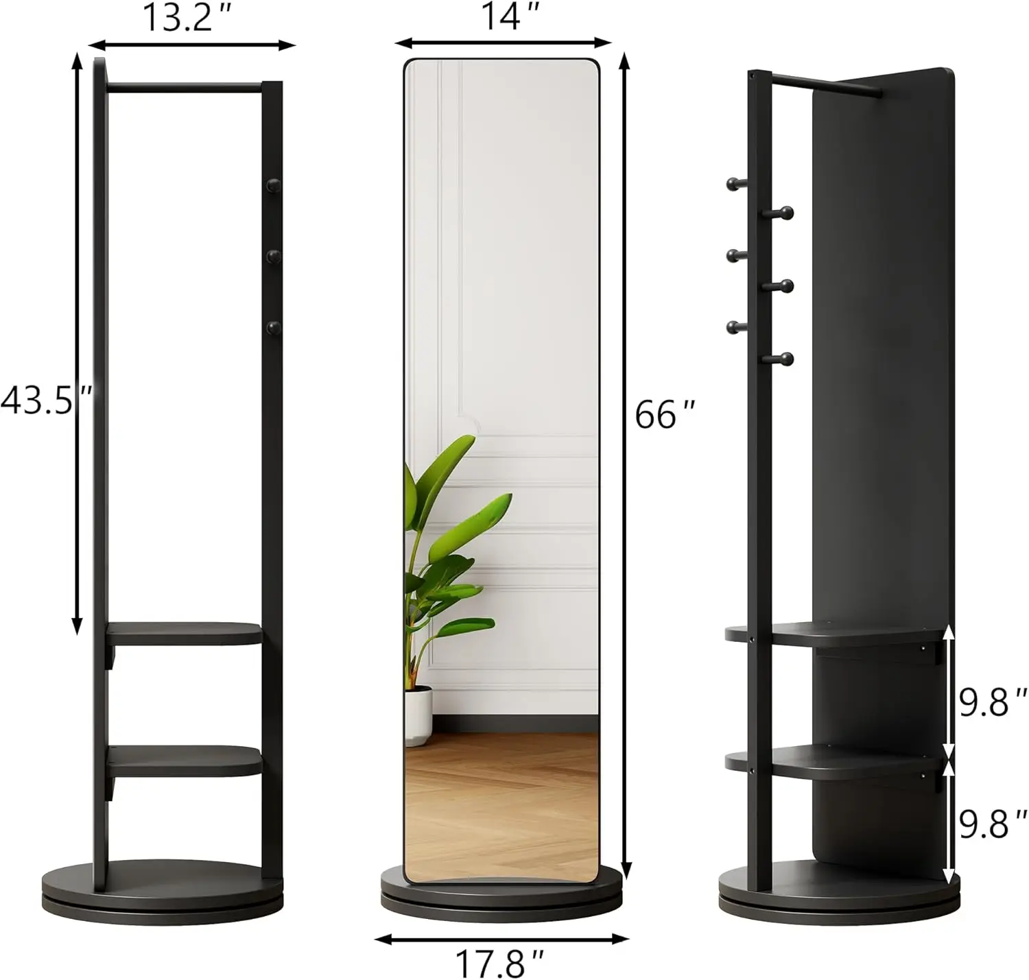 Solid Wood Full Length Mirror  – обзор и цена Coat Rack Standing