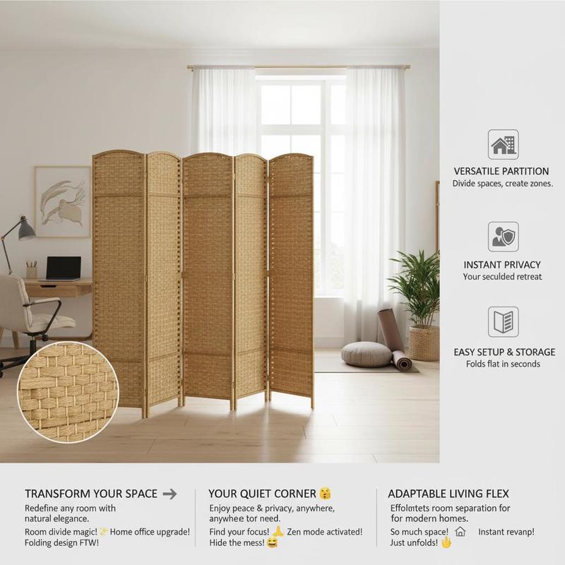 Folding Room Divider Screen 8  – обзор и цена Partition Screen Divider
