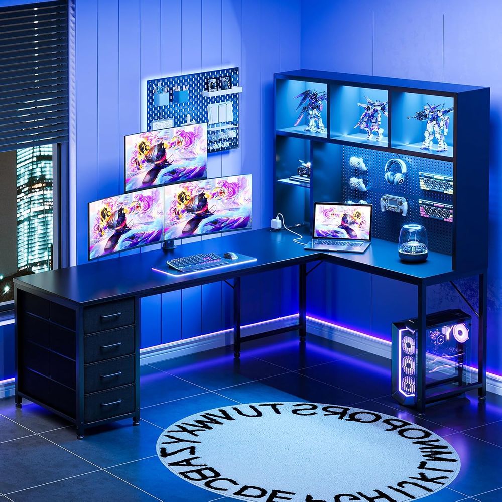 71 L-Shaped Gaming Desk with H – обзор и цена Gaming Desk With Hutch