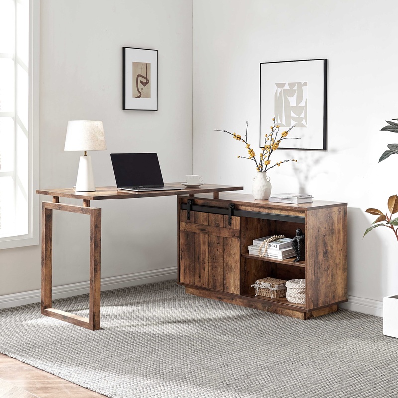 L-Shaped Desk with Credenza St – обзор и цена Office Furniture Credenza