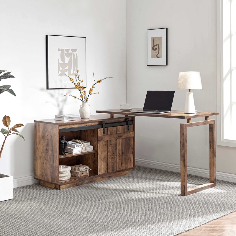 L-Shaped Desk with Credenza St – обзор и цена Office Furniture Credenza