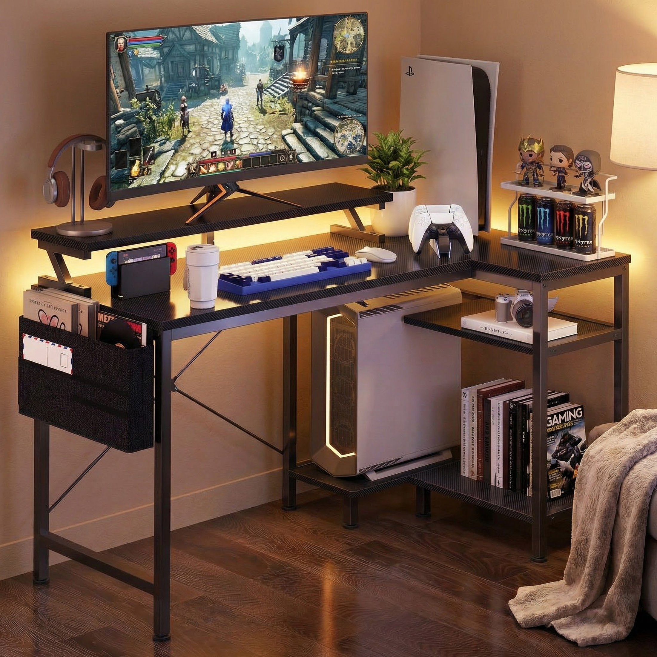 JHK 40IN to 48IN L Shaped with – обзор и цена Gaming Desk With Hutch