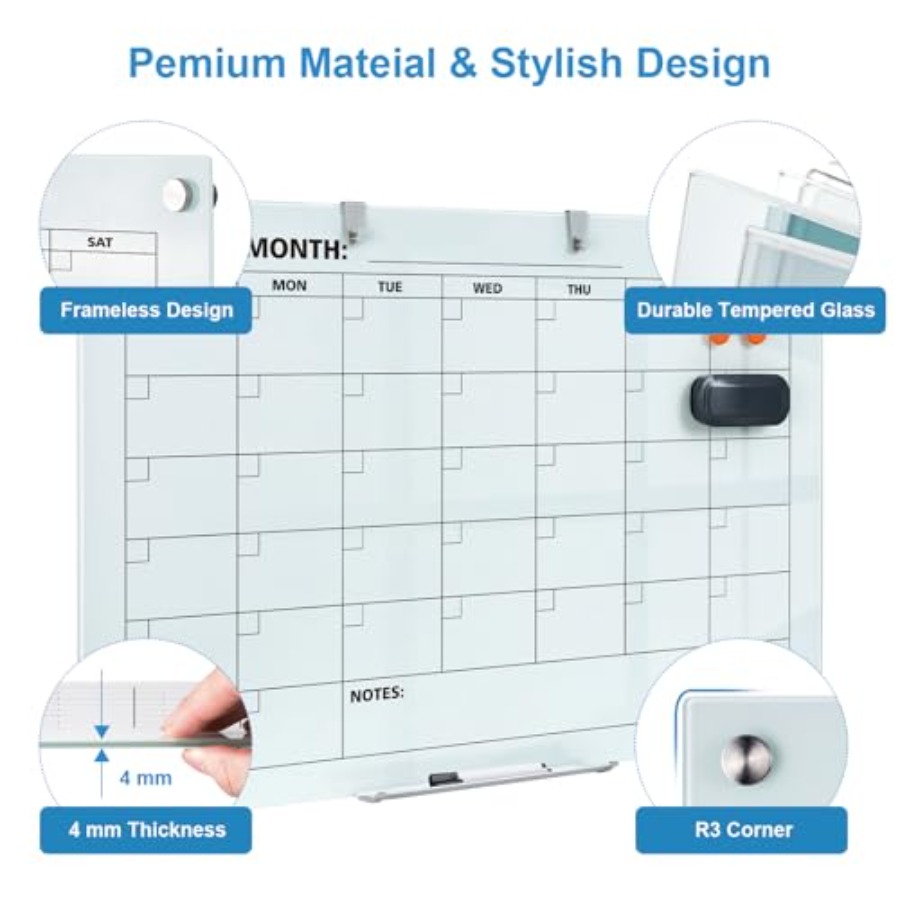 Glass Dry Erase Calendar for W – обзор и цена Magnetic Whiteboard Calendar