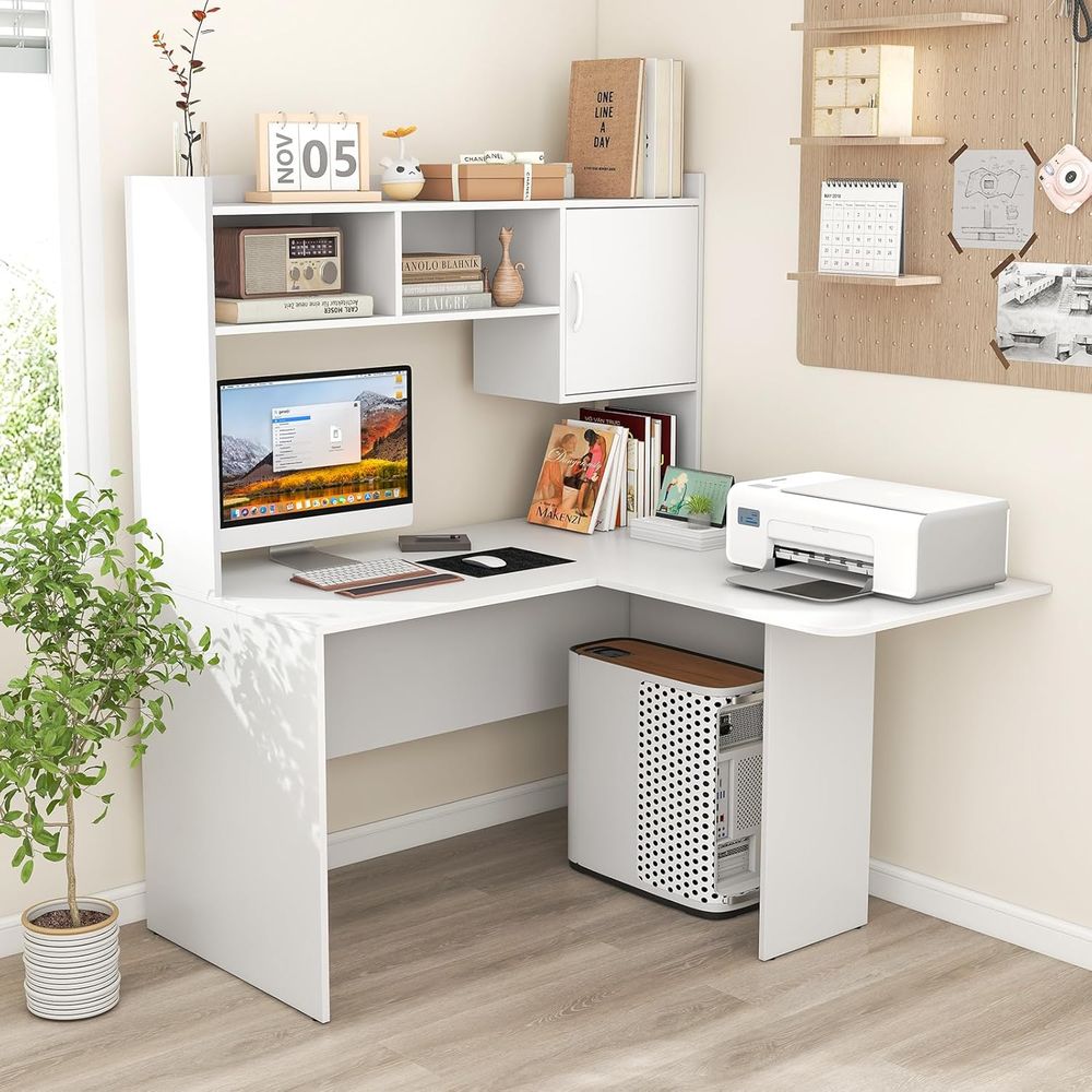 Modern White L-Shaped Desk wit – обзор и цена Gaming Desk With Hutch
