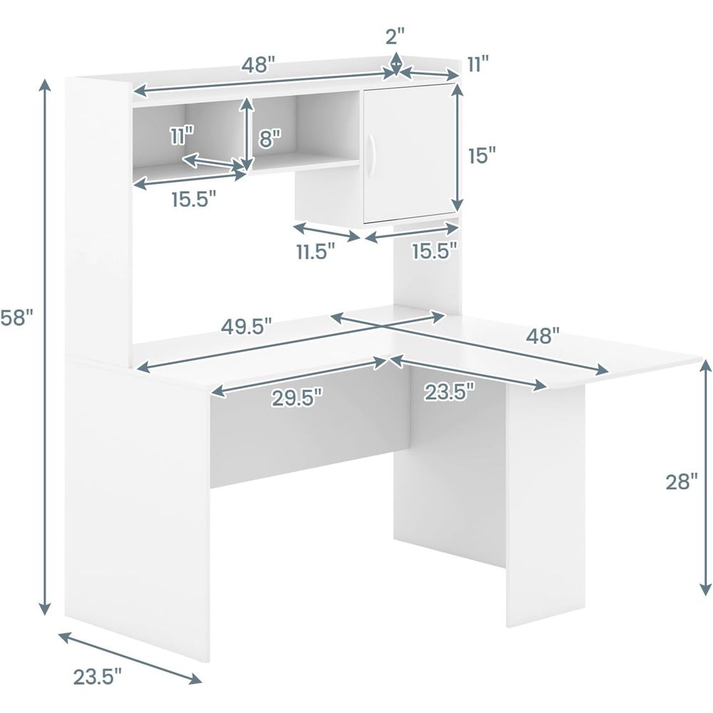 Modern White L-Shaped Desk wit – обзор и цена Gaming Desk With Hutch
