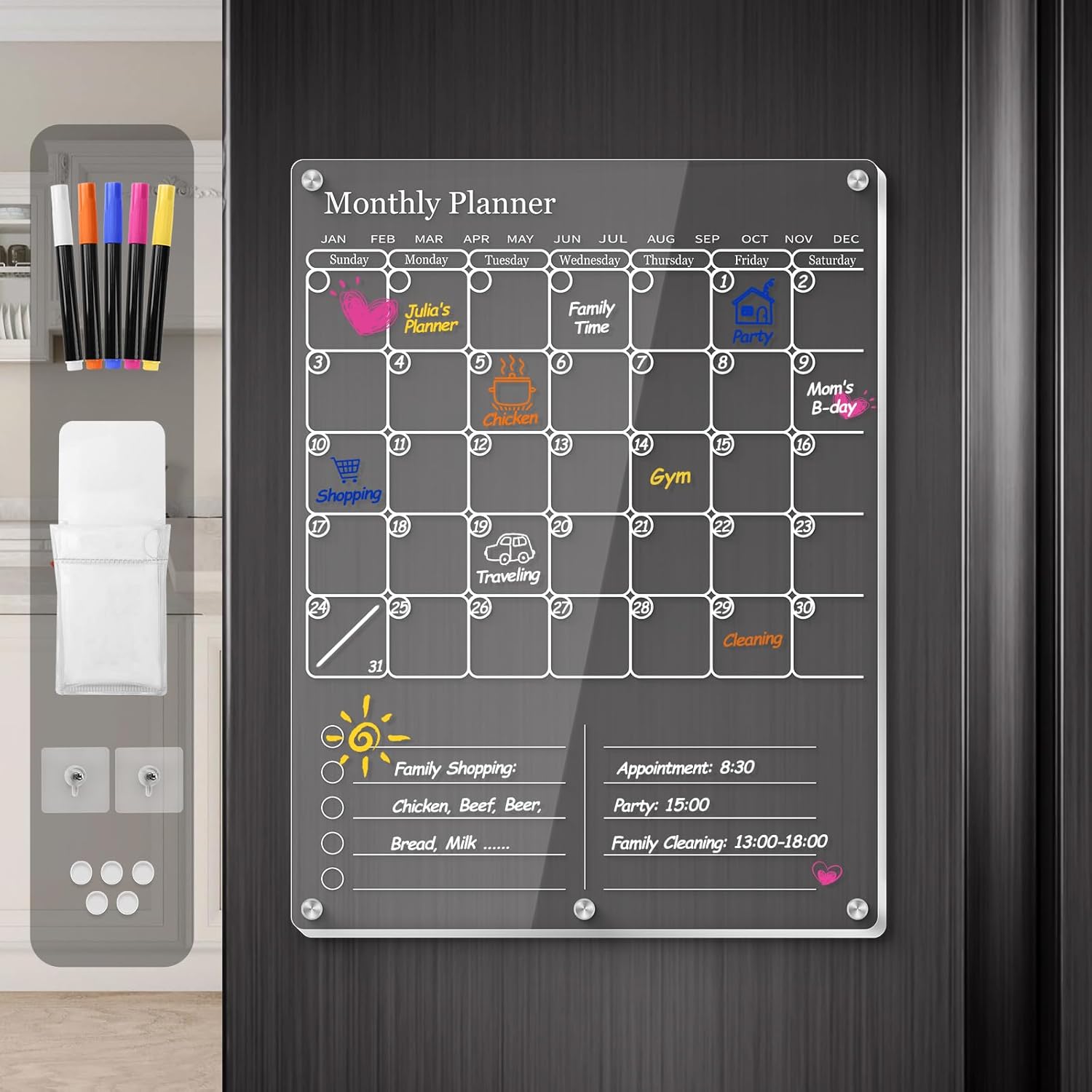 Clear Acrylic Magnetic Fridge  – обзор и цена Magnetic Whiteboard Calendar