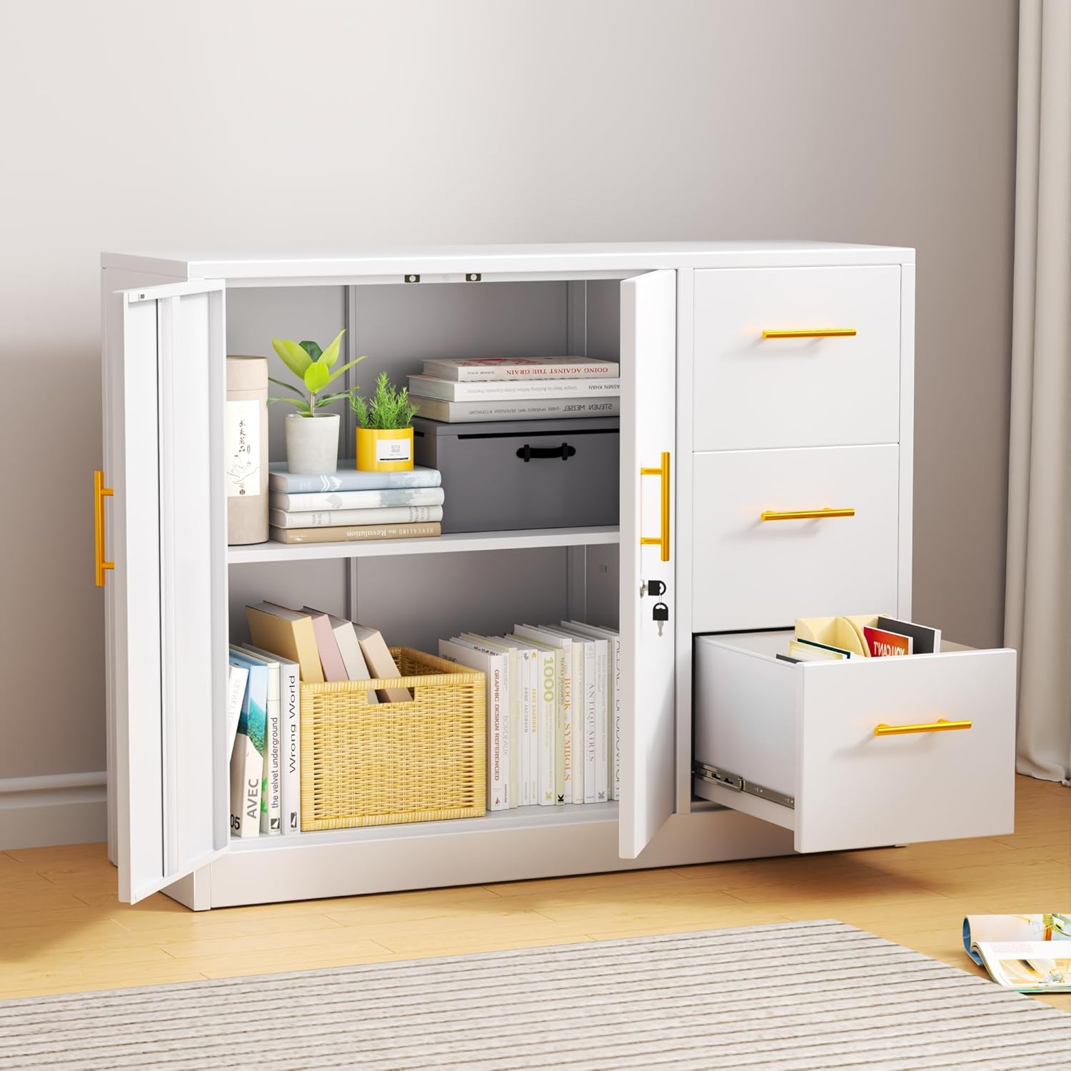 Large Metal Cabinet 3 Drawers  – обзор и цена Office Furniture Credenza