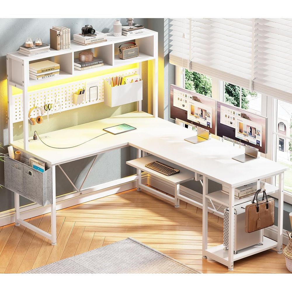 White L Shaped Oice Desk, 57.5 – обзор и цена Gaming Desk With Hutch