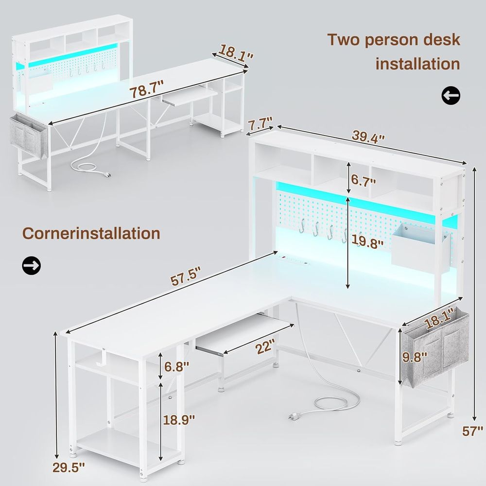 White L Shaped Oice Desk, 57.5 – обзор и цена Gaming Desk With Hutch