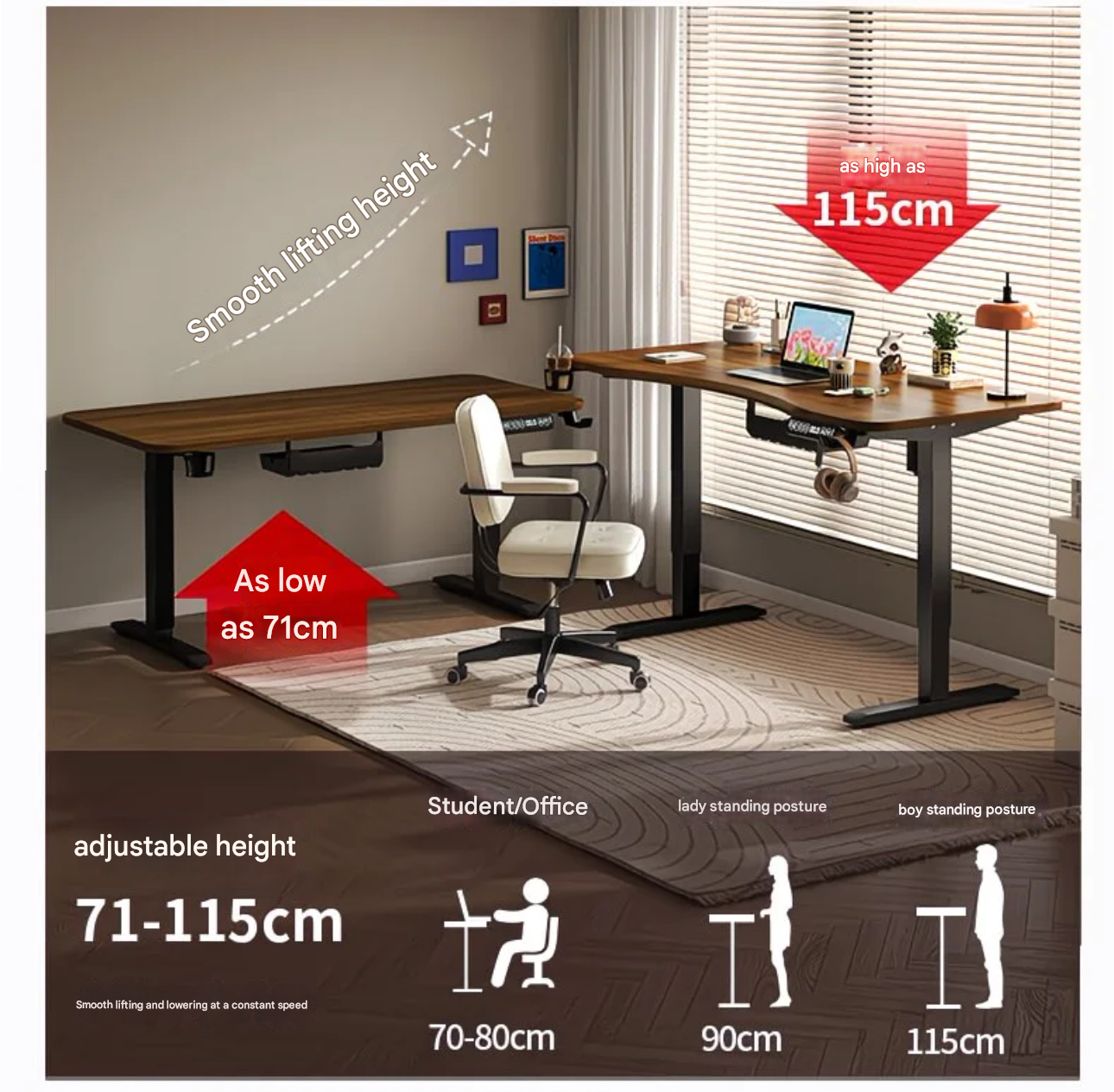 80/100/120/140cm Height Adjust – обзор и цена Gaming Desk With Hutch