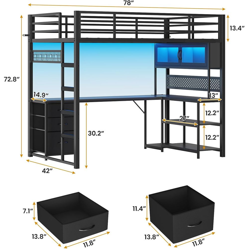 ADORNEVE Twin Size Lot Bed wit – обзор и цена Gaming Desk With Hutch