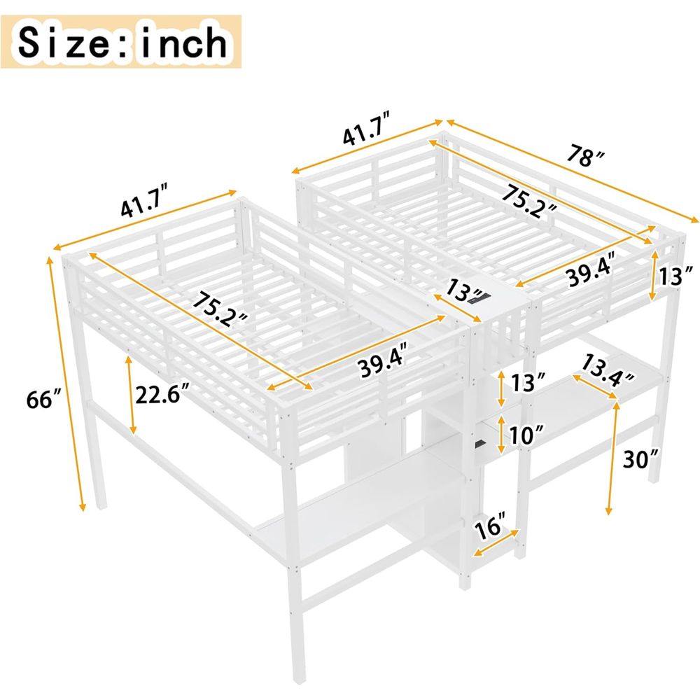 Twin Size Metal Bed with Desk, – обзор и цена Cubicle Shelf Organizer