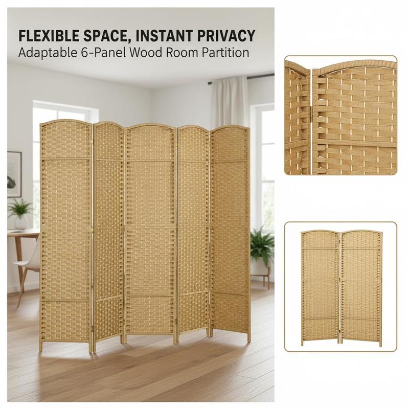 Folding Room Divider Screen 6  – обзор и цена Partition Screen Divider