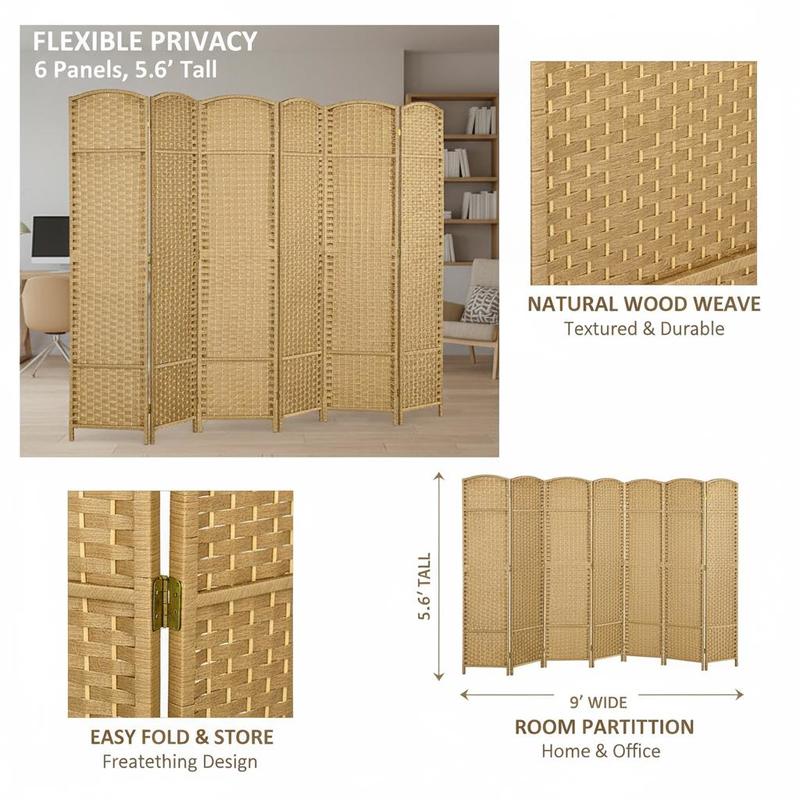 Folding Room Divider Screen 6  – обзор и цена Partition Screen Divider