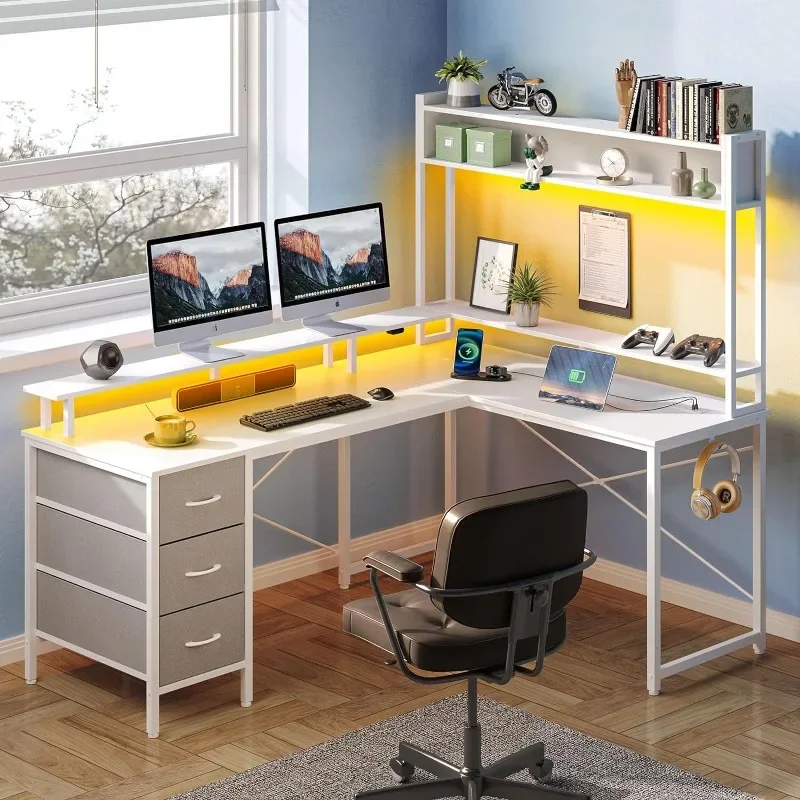 K Computer Desk L Shaped with  – обзор и цена Gaming Desk With Hutch